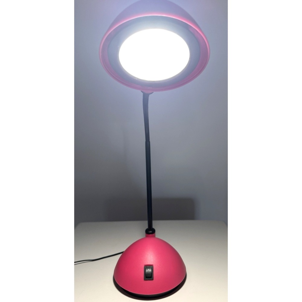 Pink LED Desk Lamp Gooseneck Task Light Modern Table Lamp w/ Power Adapter
